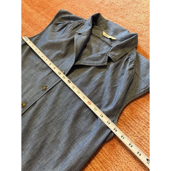 Old Navy women sleeveless chambray button front belted shirtdress blue size L - Picture 3 of 8